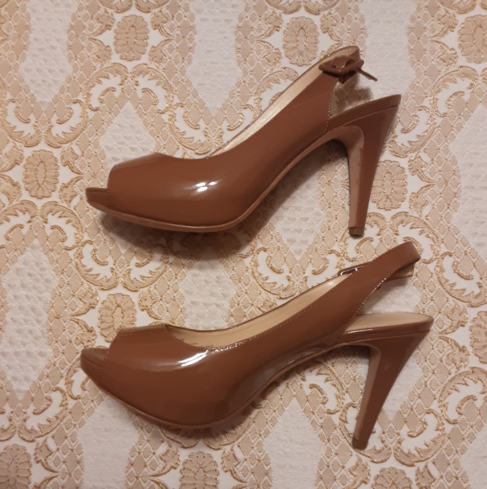 TALBOTS EDITH 4 PRAILINE COLOR PLATFORM HIGH HEEL SHOE SIZE 8M - Picture 4 of 10